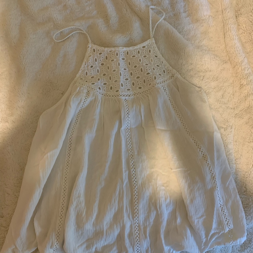 White eyelet crop top